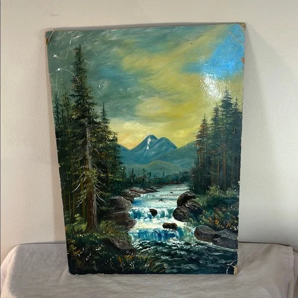 Antique Oil Painting FW Devoe Art Board Mountain Landscape Vintage Artwork Old - Picture 4 of 12